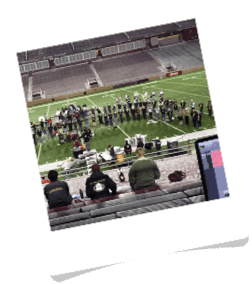 John recording Boston College Marching Band